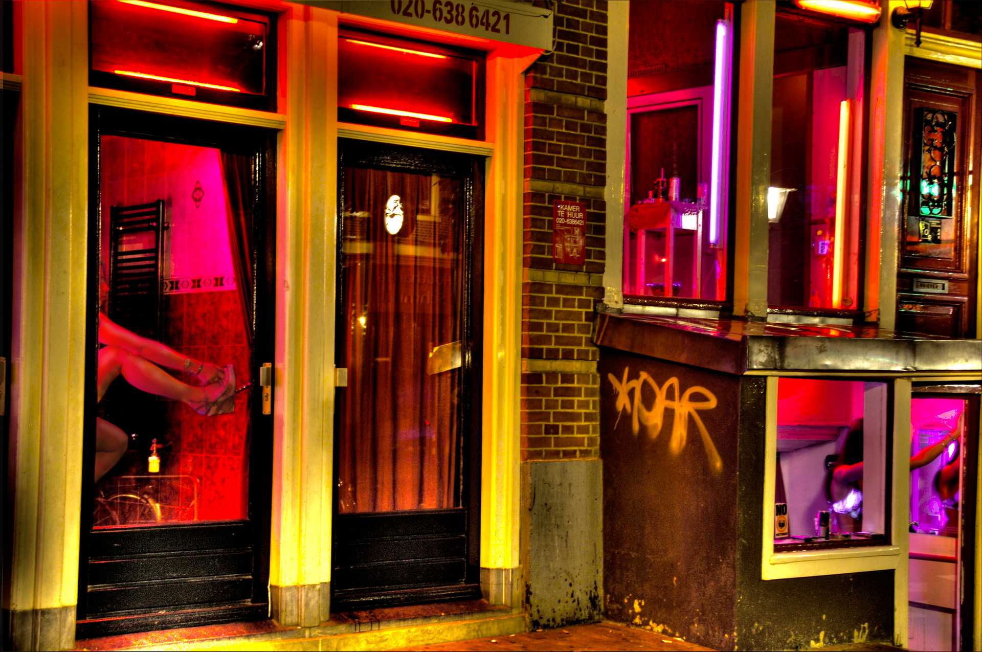 Foto av butikkvindu i Amsterdams red light district